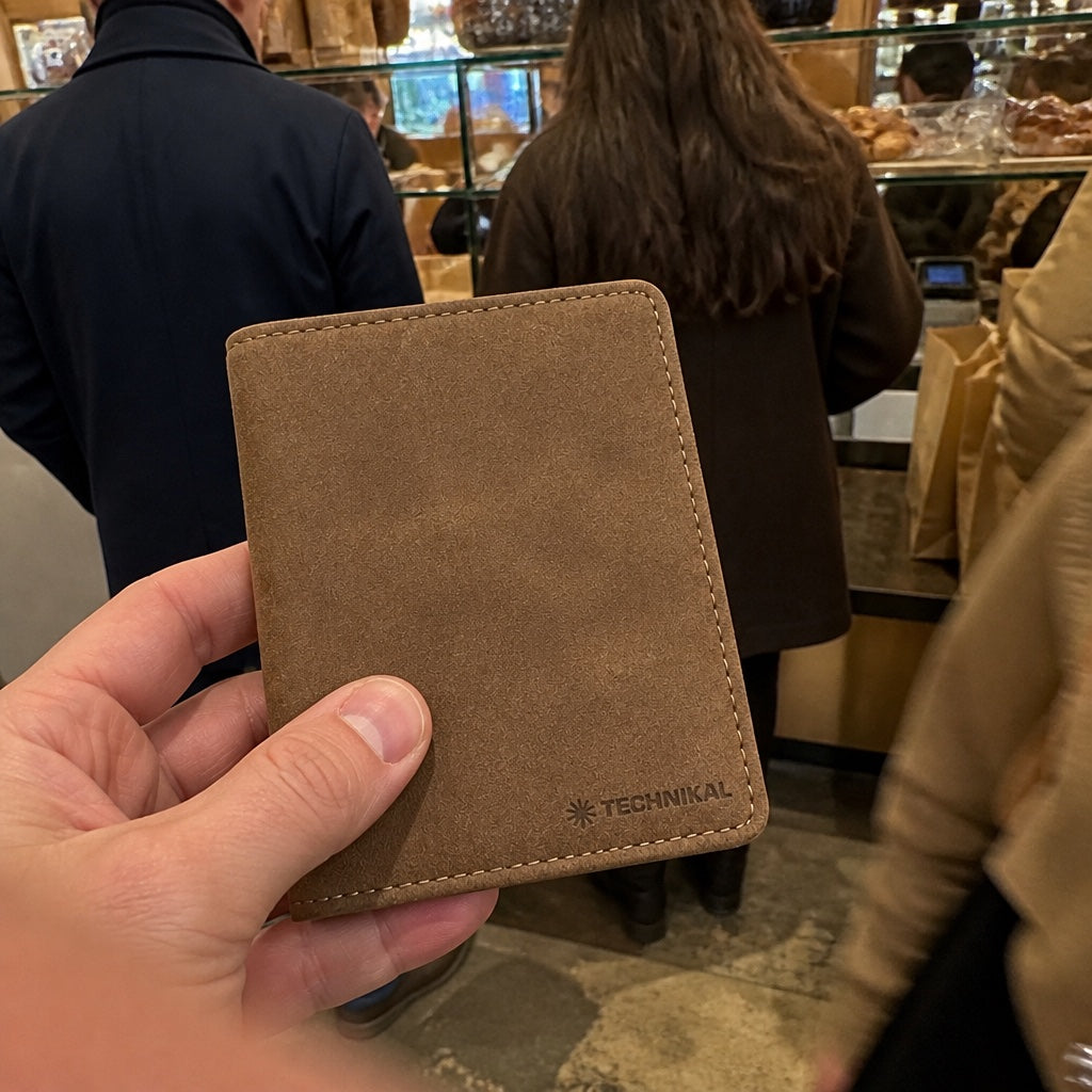 Quick Wallet Tan in hand